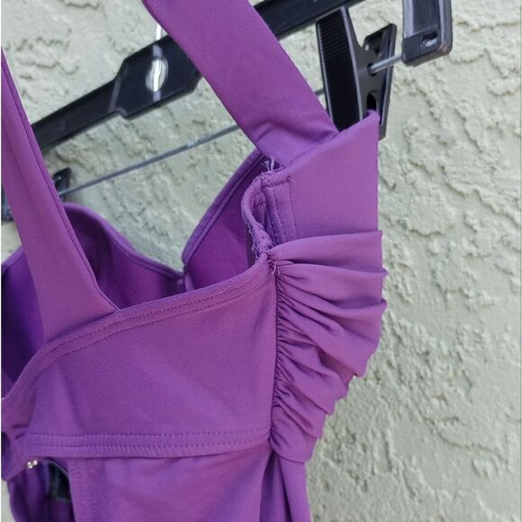 EUC AUTOGRAPH Purple Rhinestone Wire One Piece High Rise Bathing Suit 34DD - Picture 5 of 12
